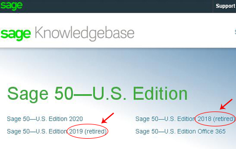 Sage 50 2019 and old version retired